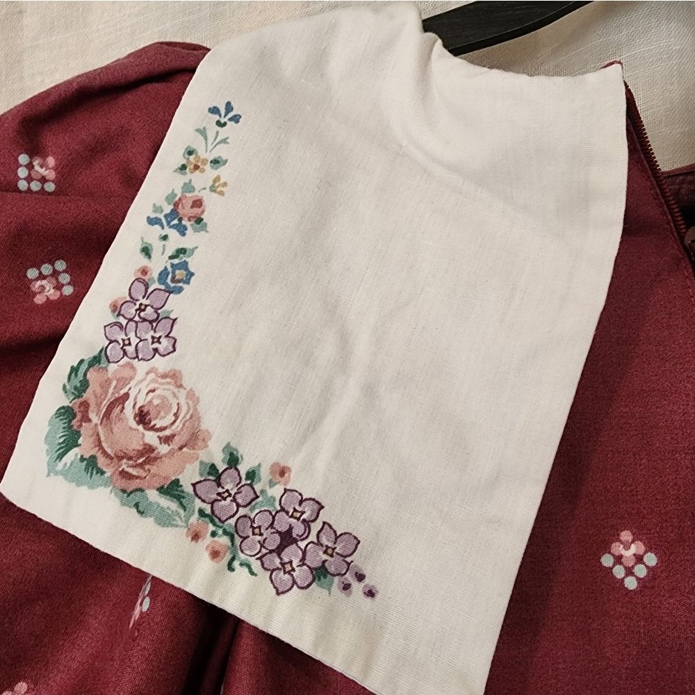 Vintage Daisy Kingdom Factory Dress Roses Floral Crinoline Burgundy Size 8 - Picture 11 of 17